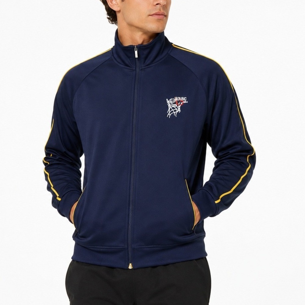 NBN‎ Gear Mens Track Jacket Navy Blue Yellow Trim Basketball Full Zip Large
